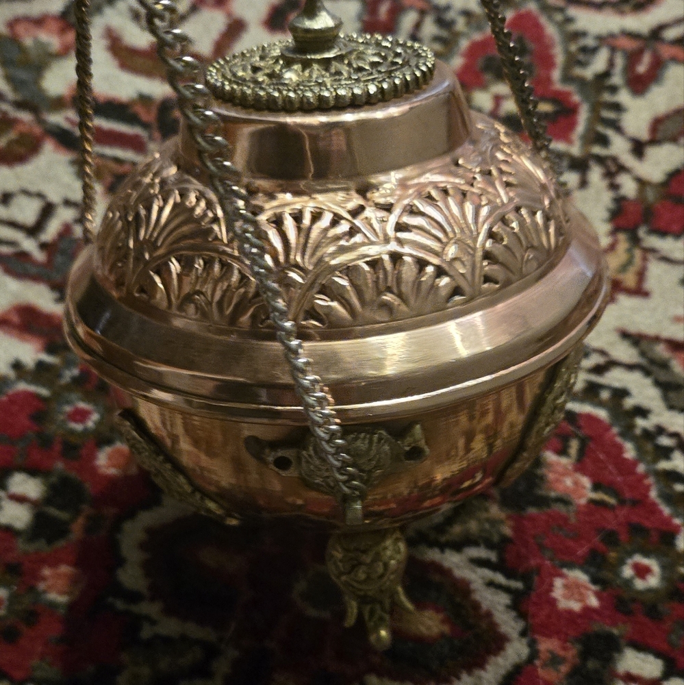 HOST PICK! 🎉Tibetan Ornate Copper Silver & Gold Lantern Candle & Incense Burner - Picture 3 of 15